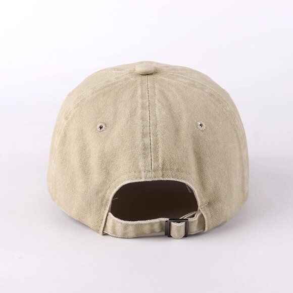 Unisex Khaki + Denim Blue Baseball Cap Cotton Fits Washed Denim Adjustable Hat - Picture 3 of 6